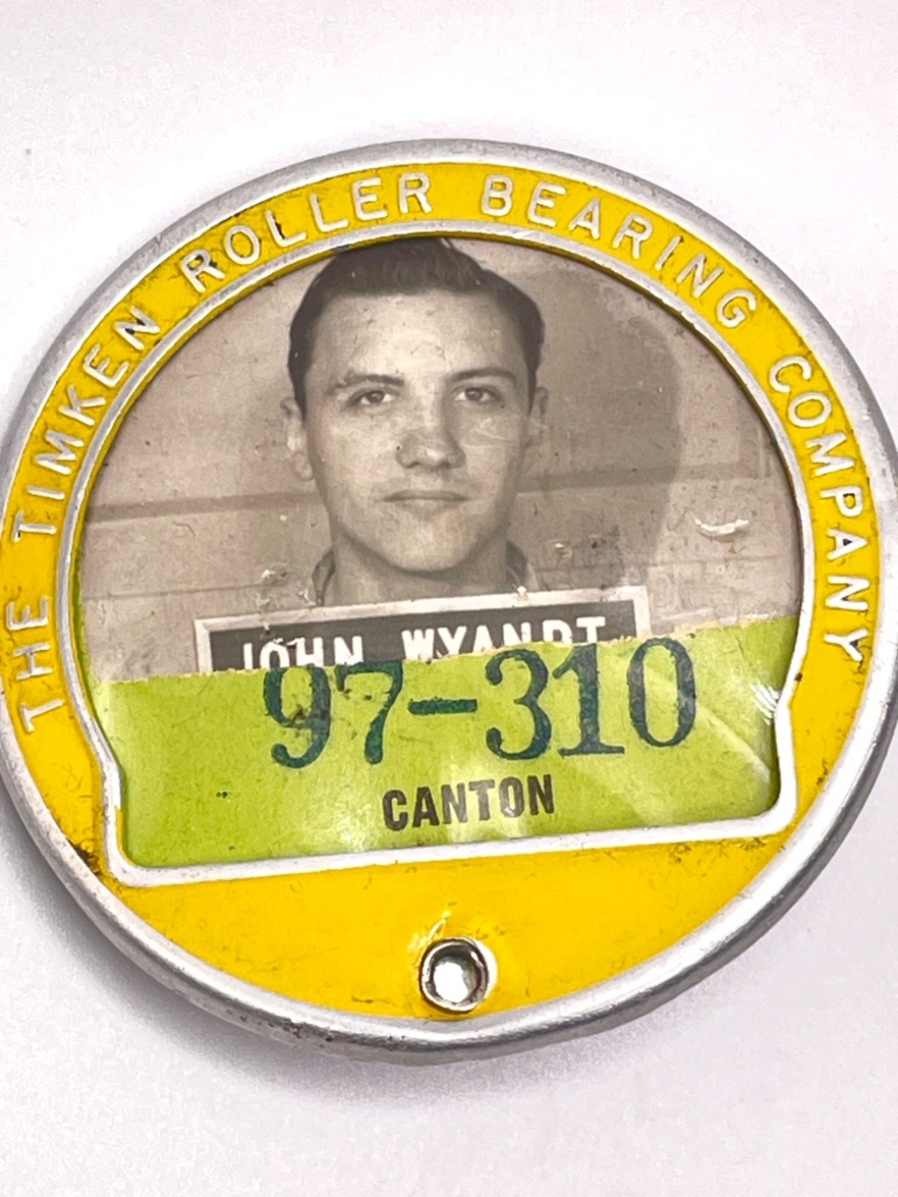 WWII Era Timken Roller Bearing Company Employee ID Badge Canton OH Collectible